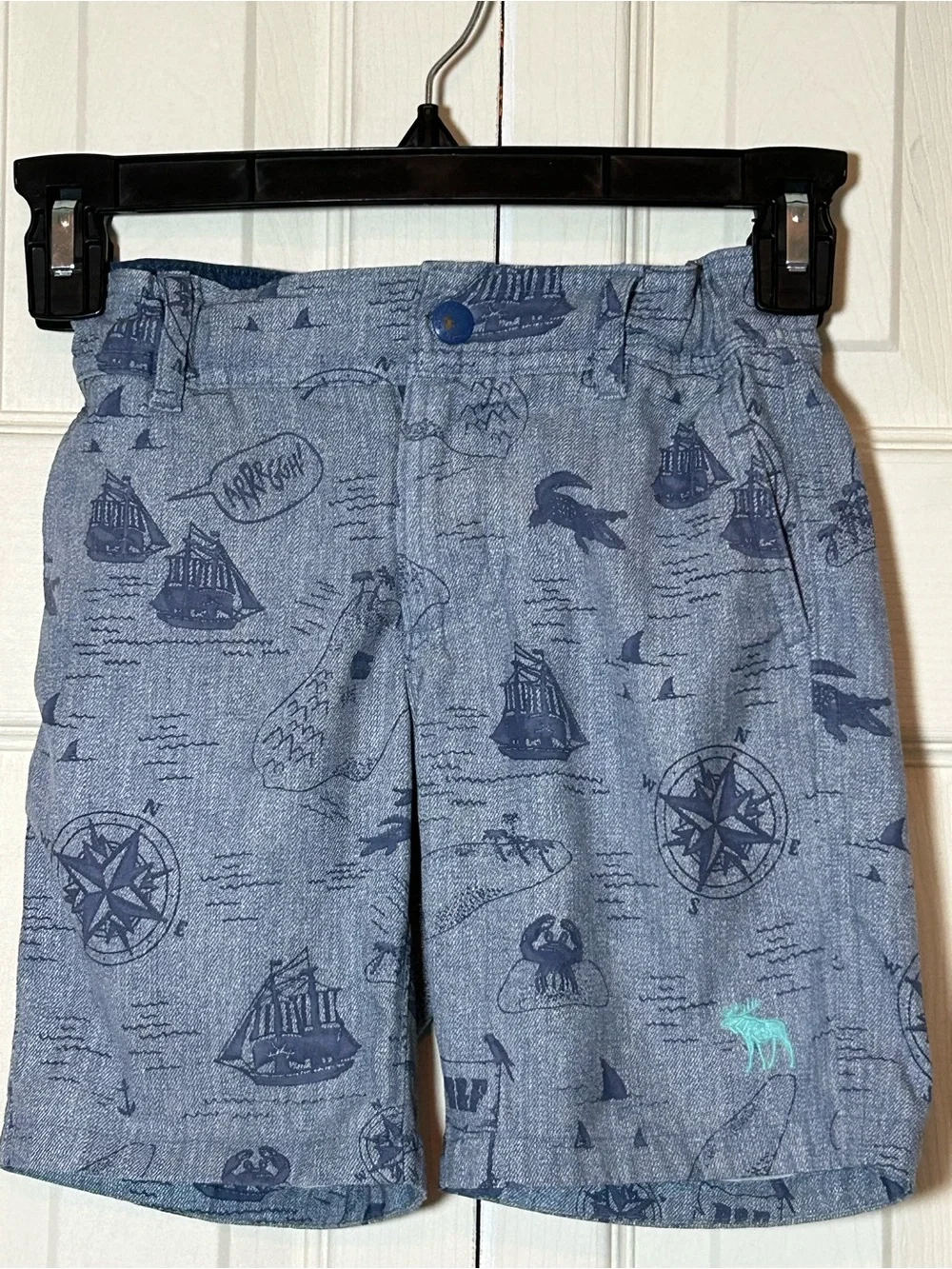 Abercrombie Kids Hybrid Shorts W/Liner Adj. Waist Blue Pirate Design Size 3/4